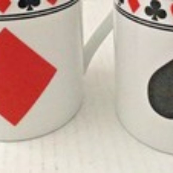 Pair DIAMOND & SPADE Poker Playing Card Porcelain Coffee Mugs Tea Cups GUC - Picture 2 of 8